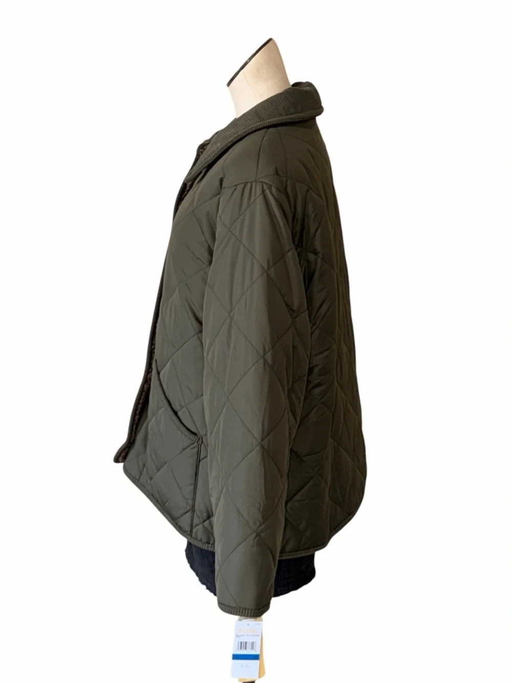 NWT Michael Kors Quilted Dark Olive / Taupe Reversible Jacket Teddy Coat XL